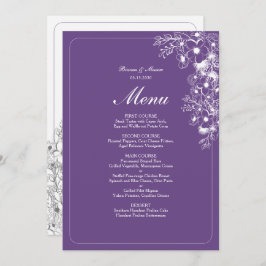 Purple Floral Elegant Wedding Menu