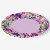 Purple Floral Elegant  Wedding  Papieren Bordje (Gekanteld)