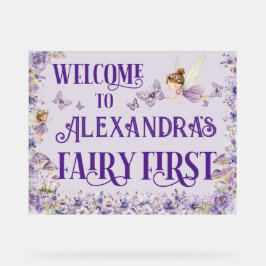 Purple Floral Fairy First 11x14 Birthday Welcome Acryl Bord