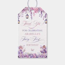Purple Floral Fairy First Birthday Thank You Cadeaulabel
