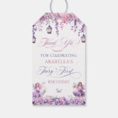 Purple Floral Fairy First Birthday Thank You Cadeaulabel (Achterkant)
