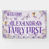 Purple Floral Fairy First Birthday Welcome Spandoek (Horizontaal)