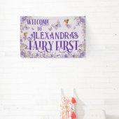Purple Floral Fairy First Birthday Welcome Spandoek (Insitu)
