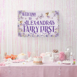 Purple Floral Fairy First Birthday Welcome Spandoek