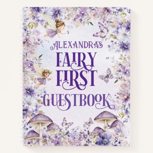 Purple Floral Fairy First Guestbook Deluxe  Notitieboek (Voorkant)