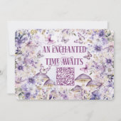 Purple Floral Fairy First QR Code Photo Birthday Kaart (Achterkant)