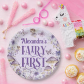Purple Floral Fairy First Round Papieren Bordje (Feest)
