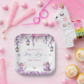 Purple Floral Fantasy Fairy First Birthday Papieren Bordje (Feest)