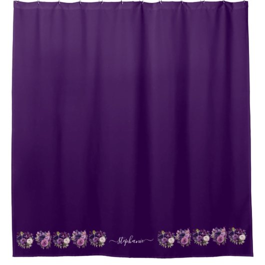 Purple Floral Flowers on Bottom Shower Curtain Douchegordijn (Voorkant)