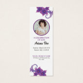 Purple Floral Funeral Bookmark Template Mini Visitekaartjes (Voorkant)