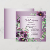Purple Floral Geometric Greenery Bridal Shower Kaart (Voorkant / Achterkant)