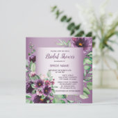 Purple Floral Geometric Greenery Bridal Shower Kaart (Staand voorkant)