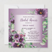 Purple Floral Geometric Greenery Bridal Shower Kaart (Voorkant)