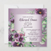 Purple Floral Geometric Greenery Rehearsal Dinner  Kaart (Voorkant)