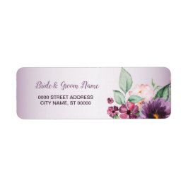 Purple Floral Geometric Greenery Return Address Etiket