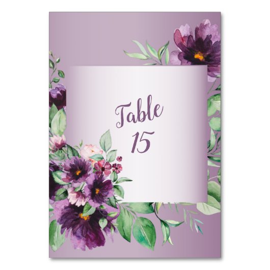 Purple Floral Geometric Greenery Wedding Kaart (Voorkant)