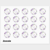Purple Floral Girl First Holy Communion Ronde Sticker (Vel)