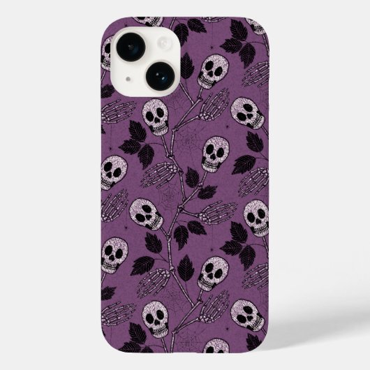 Purple Floral Gothic Skull Case-Mate iPhone Case (Achterkant)