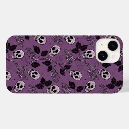 Purple Floral Gothic Skull Case-Mate iPhone Case (Achterkant (horizontaal))