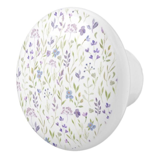 Purple Floral Keramische Knop (Rechts)