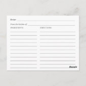 Purple Floral Lace Bridal Shower Recipe Card Briefkaart (Achterkant)