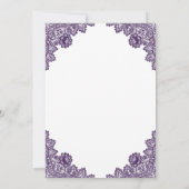 Purple Floral Lace Burlap Hearts Bridal Shower Kaart (Achterkant)