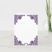 Purple Floral Lace Burlap Hearts Rustic Wedding Bedankkaart (Achterkant)