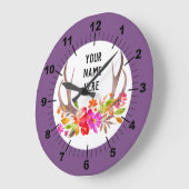 Purple Floral Large Clock Grote Klok (Hoek)