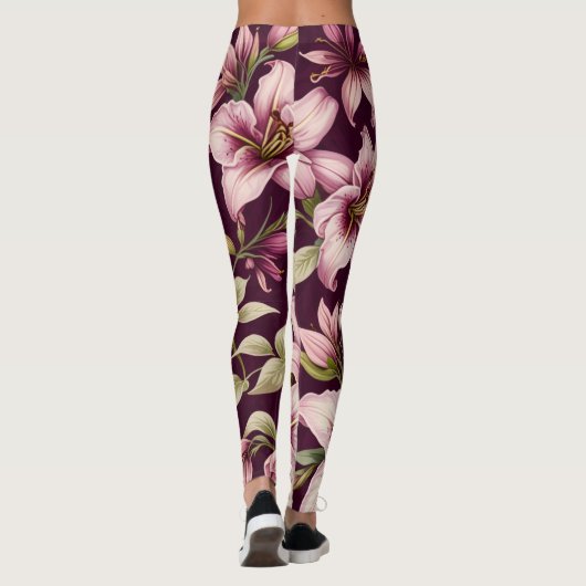 Purple Floral Leggings (Achterkant)