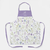Purple Floral Monogram Apron Schort (Voorkant)