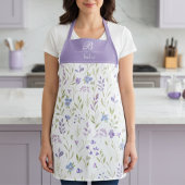 Purple Floral Monogram Apron Schort