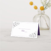 Purple Floral Monogram Wedding Plaatskaartje (Achterkant)