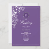 Purple Floral Monogram Wedding Program (Voorkant)
