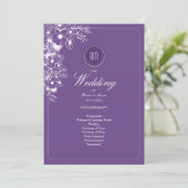 Purple Floral Monogram Wedding Program (Staand voorkant)