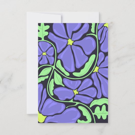 Purple Floral Motif Flat Thank You Card Bedankkaart (Achterkant)