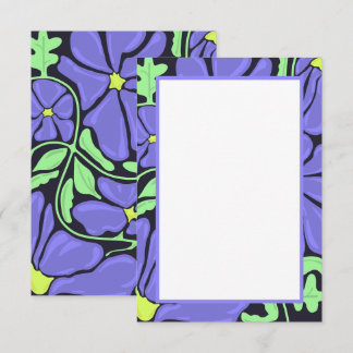 Purple Floral Motif Flat Thank You Card Bedankkaart