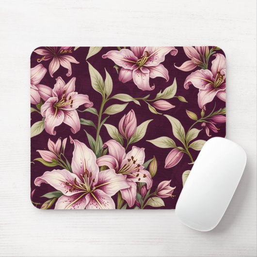 Purple Floral Mousepad Muismat (Met muis)