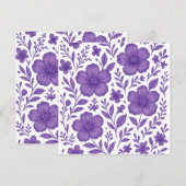 purple floral pattern feestdagenkaart (Voorkant / Achterkant)