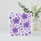 purple floral pattern feestdagenkaart (Staand voorkant)