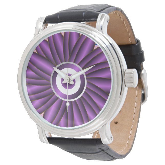 Purple Floral Pattern Modern Abstract Flower Desig Horloge (Gekanteld)