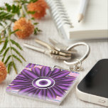 Purple Floral Pattern Modern Abstract Flower Desig Sleutelhanger<br><div class="desc">This modern purple floral pattern showcases layered abstract petals with a vibrant glossy effect on a soft pink striped background. A perfect blend of elegance and bold design for fashion,  gifts,  and home decor.

Ideal for those who love aesthetic floral patterns with a trendy and contemporary touch.</div>