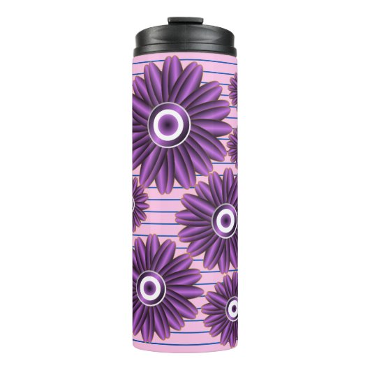 Purple Floral Pattern Modern Abstract Flower Desig Thermosbeker (Voorkant)