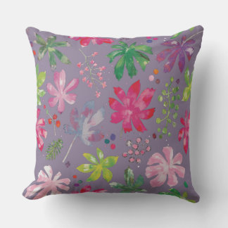 Purple Floral Pattern Pillow – Pink & Green Garden Kussen