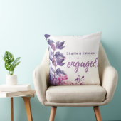 Purple Floral Personalized Engagement Throw Pillow Kussen (Stoel)