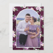Purple Floral Photo Dark Moody Plum Wedding Save The Date (Achterkant)