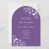 Purple Floral QR Code Wedding Kaart (Voorkant)