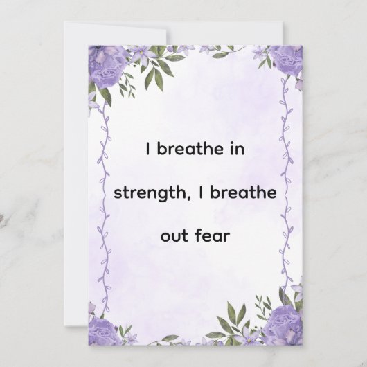 Purple Floral Strength & Calm Affirmation Feestdagenkaart (Voorkant)