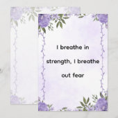 Purple Floral Strength & Calm Affirmation Feestdagenkaart (Voorkant / Achterkant)