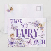 Purple Floral Thank You Fairy Much Briefkaart (Voorkant / Achterkant)