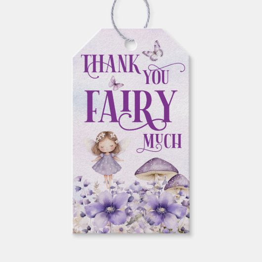 Purple Floral Thank You Fairy Much Cadeaulabel (Voorkant)